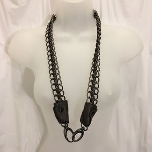 Chain Belt w/ Green Leather Interlaced Through It